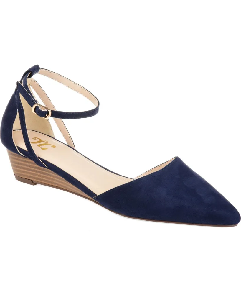 Journee Collection Women's Arkie Pointed Toe Ankle Strap Wedges