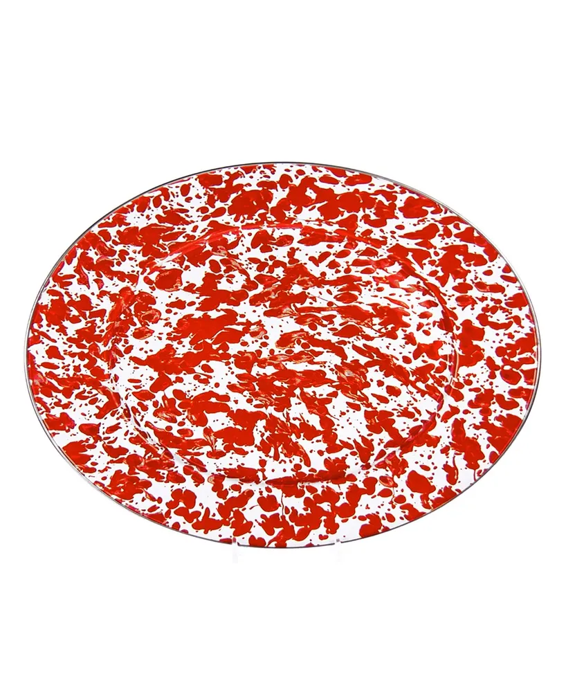 Golden Rabbit Red Swirl Enamelware Collection 16" x 12" Oval Platter