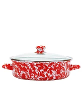 Golden Rabbit Red Swirl Enamelware Collection 5 Quart Saute Pan