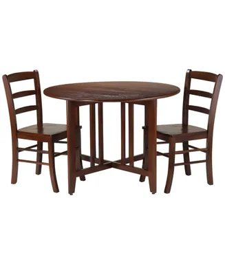Alamo 3-Piece Round Drop Leaf Table with 2 Ladder Back Chairs