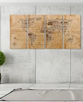 Empire Art Direct 'World Map' 4-Piece Arte De Legno Digital Print on Solid Wood Wall Art Set - 60" x 30"