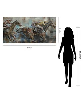 Empire Art Direct 'Race Day' Mixed Media Iron Hand Painted Dimensional Wall Sculpture - 60" x 30"