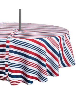 Patriotic Stripe Outdoor Tablecloth with Zipper 60" Round