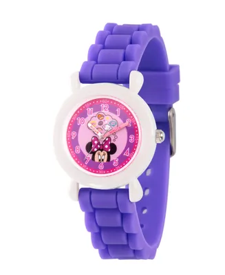 EwatchFactory Girl's Disney Minnie Mouse Purple Plastic Time Teacher Strap Watch 32mm