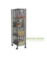 Mind Reader 4 Drawer Storage Cart, Heavy Duty Multi-Purpose Cart