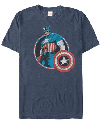 Marvel Men's Comic Collection Retro Captain America Smiling Short Sleeve T-Shirt
