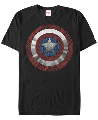 Marvel Men's Captain America Geometric Detailed Shield Short Sleeve T-Shirt