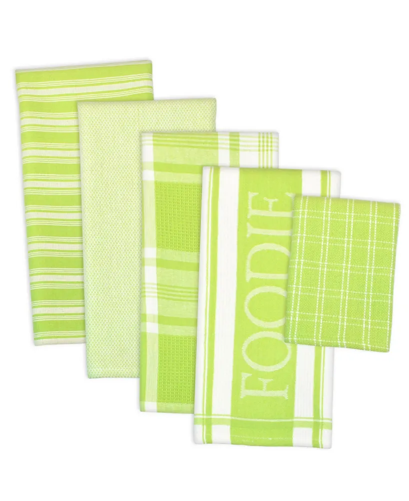 Assorted Foodie Dishtowel and Dishcloth, Set of 5