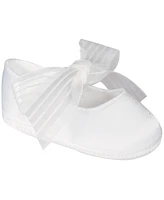 Baby Deer Girl Shantung Ballet Skimmer with Sheer Ribbon Tie