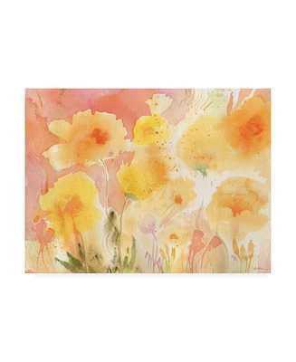 Sheila Golden Coral Sky, Yellow Garden Canvas Art - 36.5" x 48"