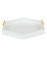 Kate and Laurel Lipton Hexagon Decorative Tray with Metal Handles