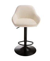 Glitzhome Mid-Century Modern Leatherette Gaslift Adjustable Swivel Bar Stool Set of 2