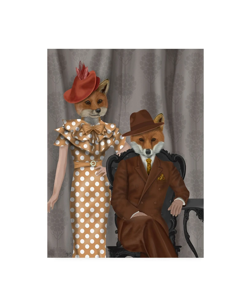 Fab Funky Fox Couple 1930s Canvas Art - 19.5" x 26"