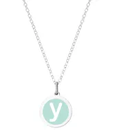 Auburn Jewelry Mini Initial Pendant Necklace Sterling Silver and Mint Enamel, 16" + 2" Extender