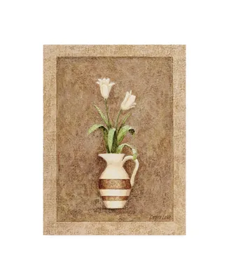 Debra Lake Flowers in a Striped Vase Canvas Art