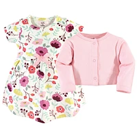 Touched by Nature Toddler Girls Organic Cotton Dress and Cardigan 2pc Set