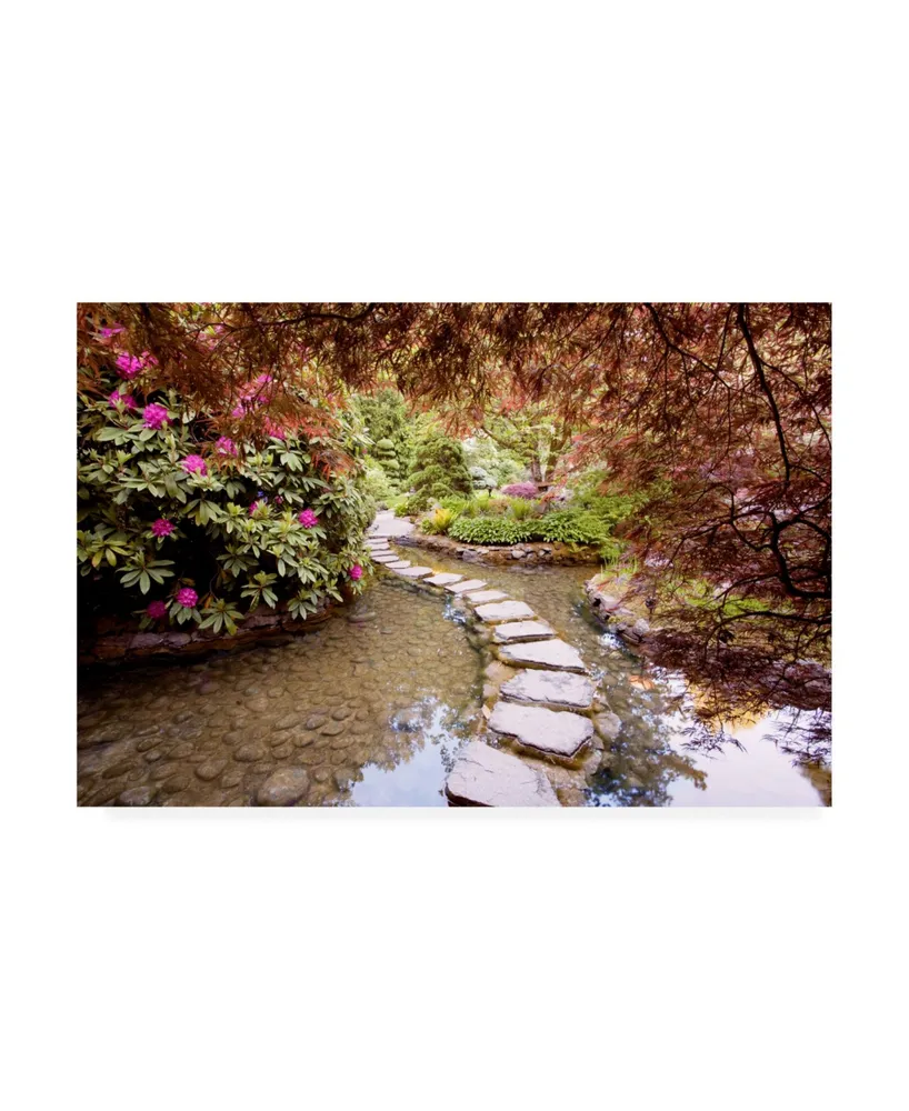 Monte Nagler Stepping Stones at Butchart Gardens Victoria B.c. Canvas Art - 15" x 20"