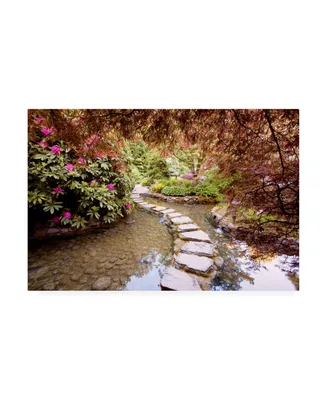 Monte Nagler Stepping Stones at Butchart Gardens Victoria B.c. Canvas Art - 15" x 20"