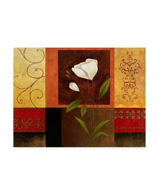 Pablo Esteban White Flowers Ornate Red Canvas Art - 36.5" x 48"