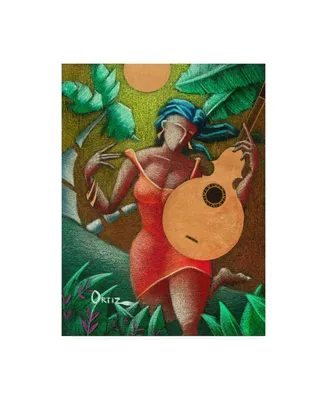 Oscar Ortiz Red Dress and Guitar Canvas Art