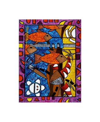Oscar Ortiz Orange Fish Abstract Canvas Art