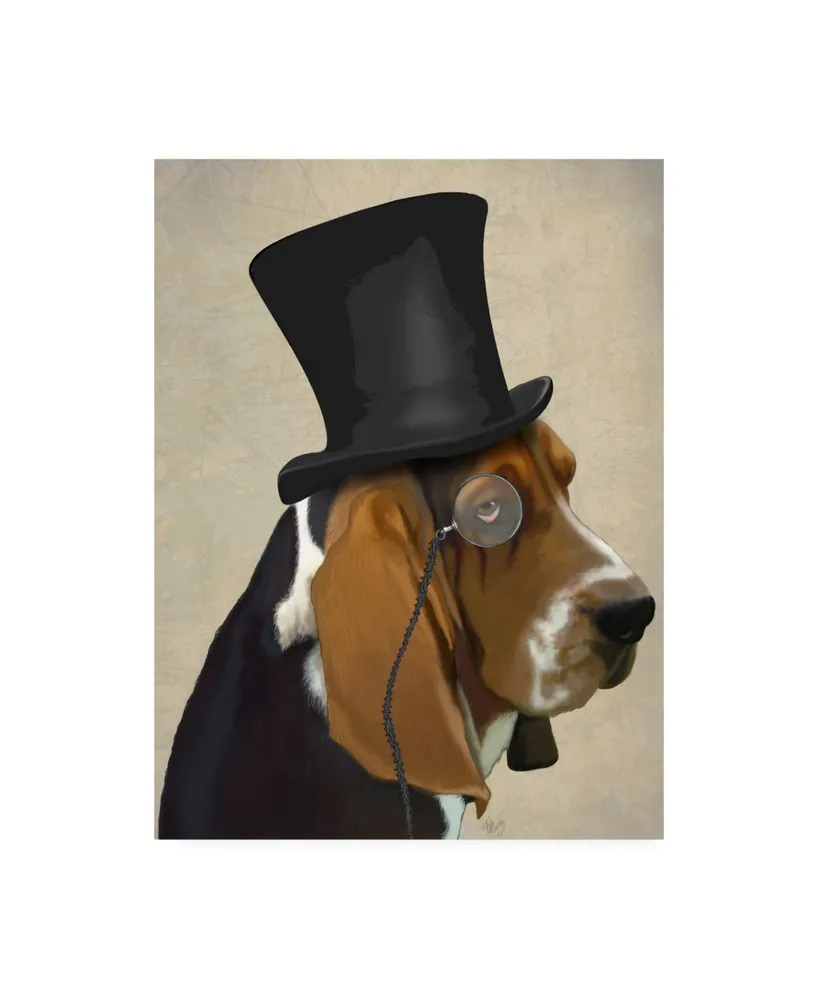 Fab Funky Basset Hound, Formal Hound and Hat Canvas Art - 15.5" x 21"