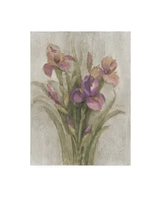 Albena Hristova Purple Iris Garden on Grey Canvas Art