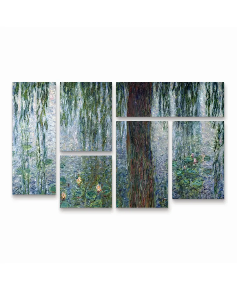 Claude Monet Waterlillies Multi Panel Art Set 6 Piece - 49" x 19"