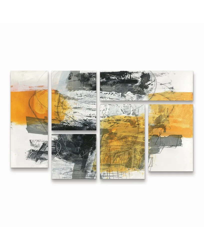 Trademark Global Jane Davies Action I Multi Panel Art Set 6 Piece - 49 x  19