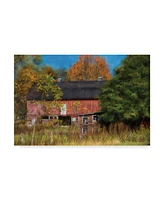 Lois Bryan Red Barn in October Canvas Art