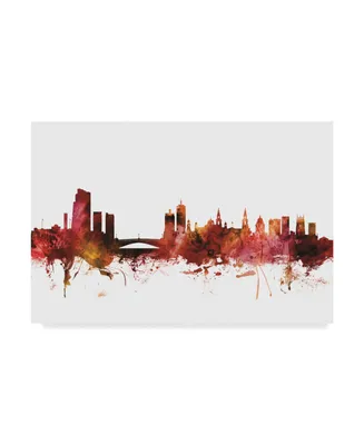 Michael Tompsett Leeds England Skyline Red Canvas Art