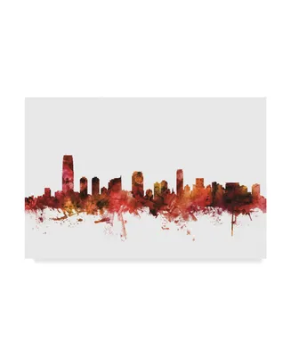 Michael Tompsett Jersey City New Jersey Skyline Red Canvas Art