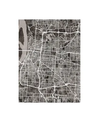 Michael Tompsett Memphis Tennessee City Map Black Canvas Art