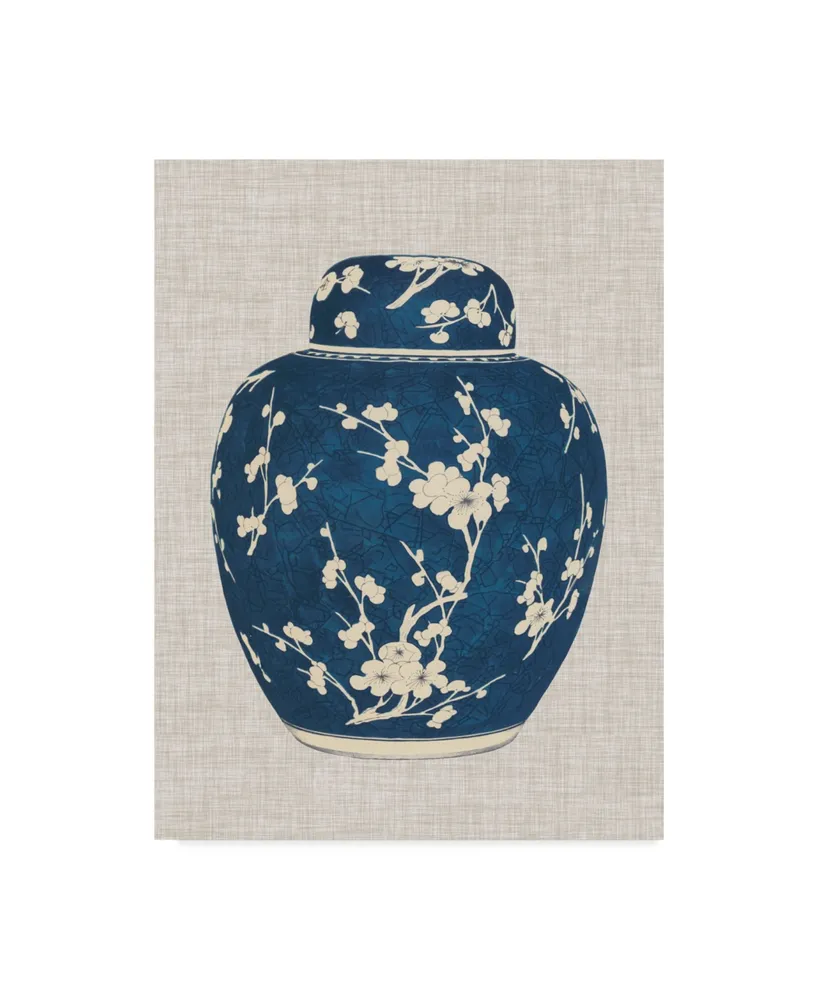 Vision Studio Blue & White Ginger Jar on Linen I Canvas Art - 15" x 20"