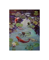 Chuck Larivey Red Koi and Lilies Canvas Art - 20" x 25"