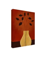 Pablo Esteban Yellow Vase Against Red Canvas Art - 15.5" x 21"