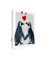 Fab Funky Penguins with Love Hearts Canvas Art