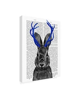 Fab Funky Jackalope with Blue Antlers Canvas Art - 19.5" x 26"