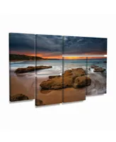 Lincoln Harrison Beach at Sunset 5 Multi Panel Art Set 6 Piece - 49" x 19"