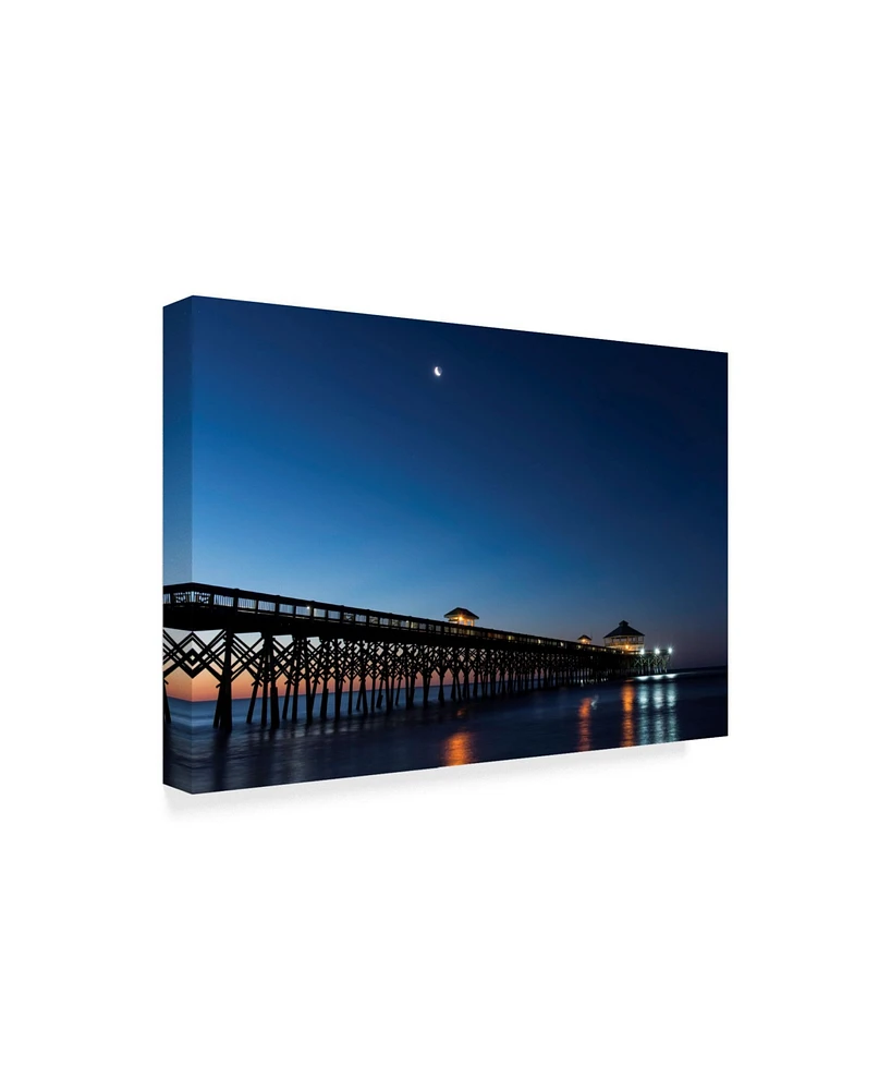 Danny Head Moon at Folly Beach Canvas Art - 37" x 49"