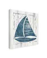 Courtney Prahl Nautical Collage Iv on White Wood Canvas Art - 27" x 33"