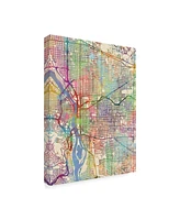 Michael Tompsett Portland Oregon City Map Iii Canvas Art - 20" x 25"