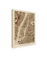 Michael Tompsett New York City Street Map Brown Canvas Art - 15" x 20"