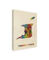 Michael Tompsett Trinidad and Tobago Watercolor Map Canvas Art