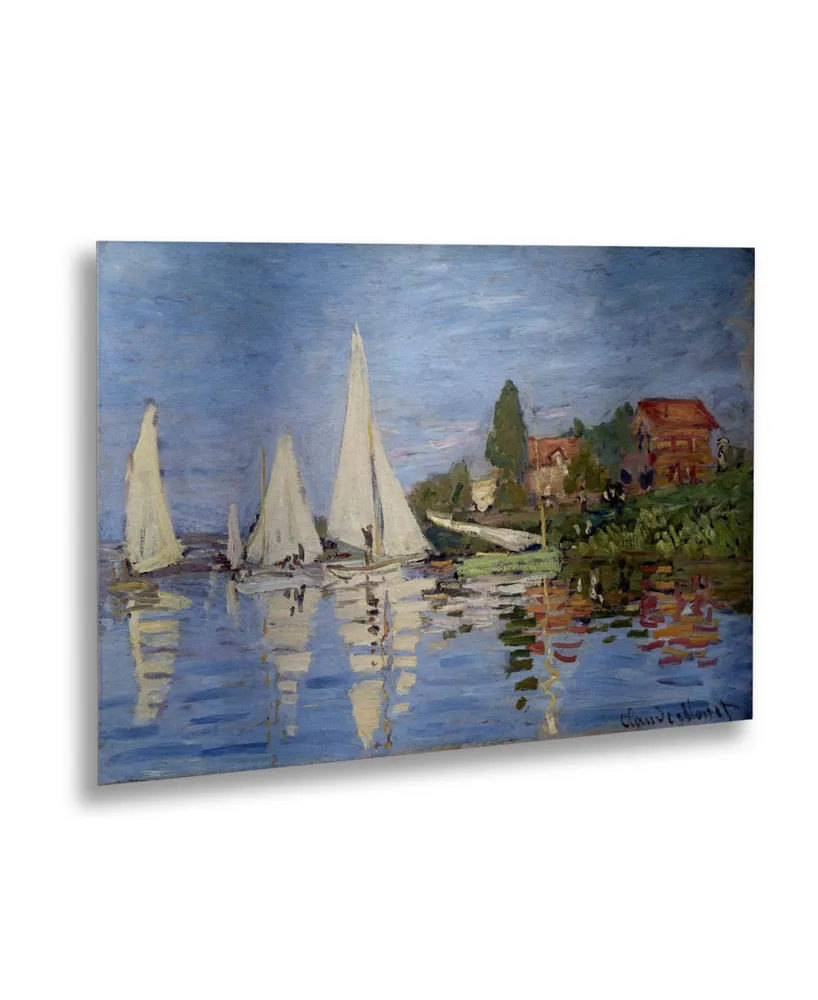 Claude Monet Regatta at Argenteuil Floating Brushed Aluminum Art - 22" x 25"