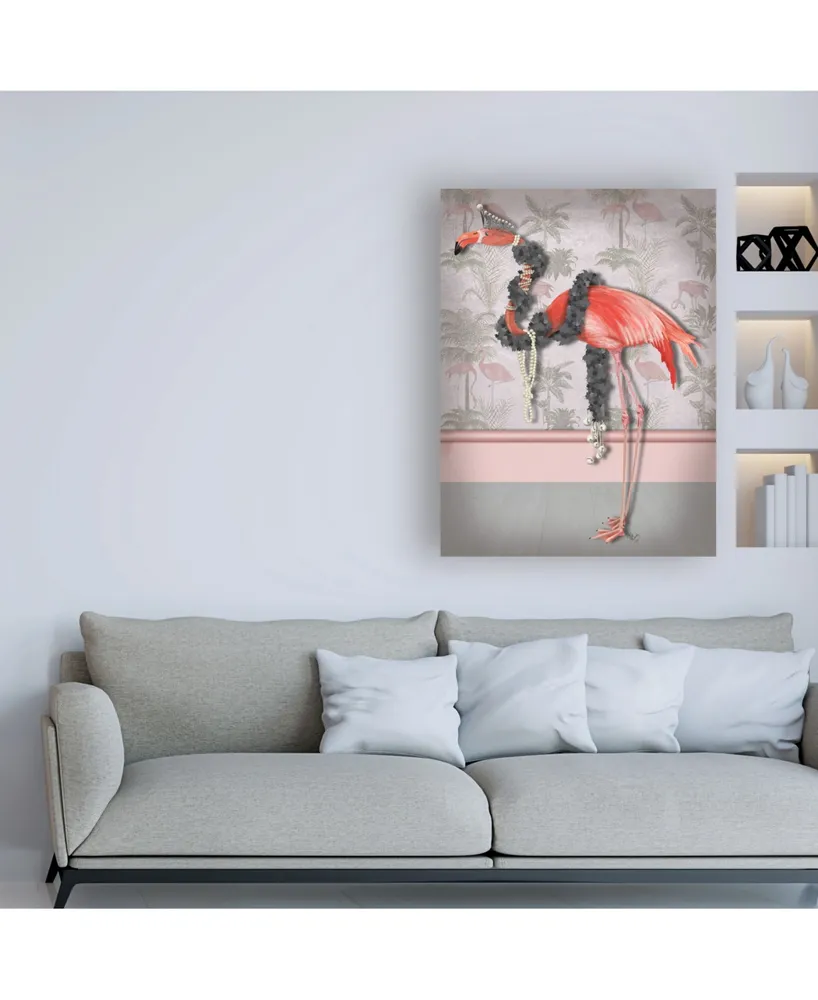 Fab Funky Flamingo and Pearls, Full Canvas Art