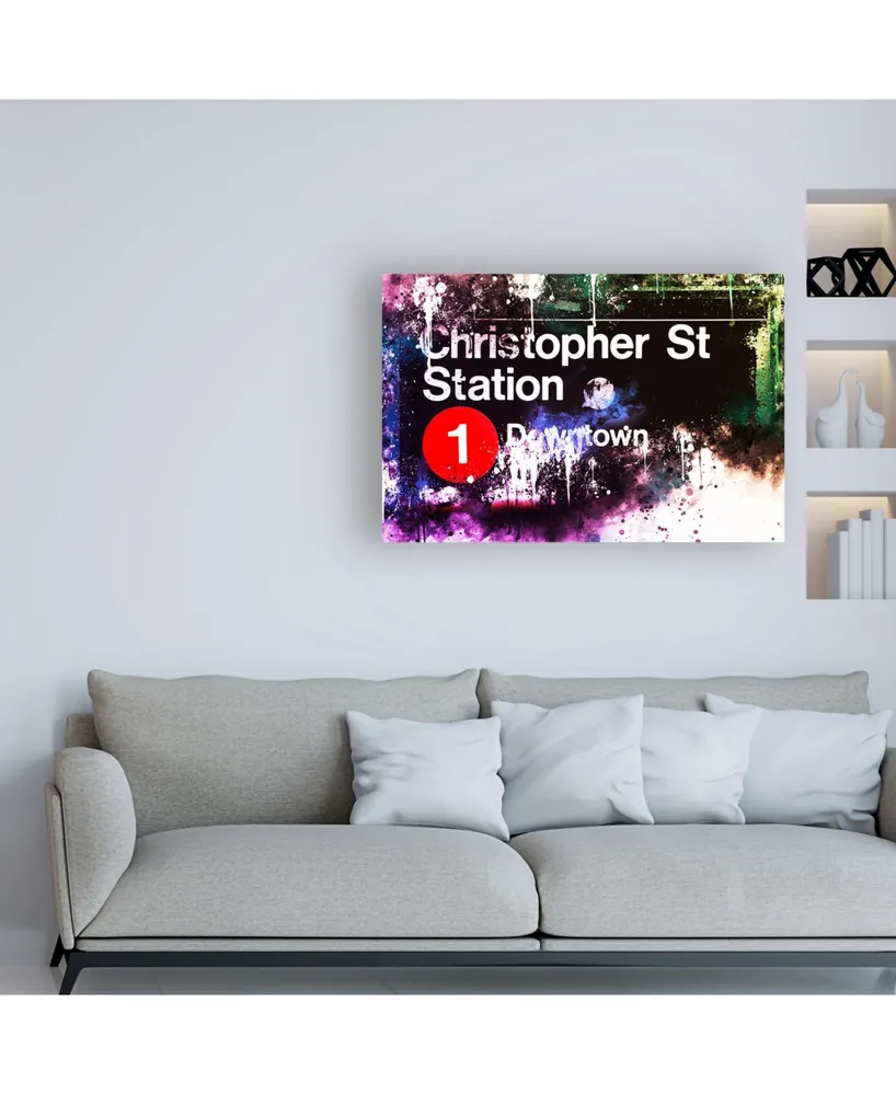 Philippe Hugonnard Nyc Watercolor Collection - Christopher St Station Canvas Art