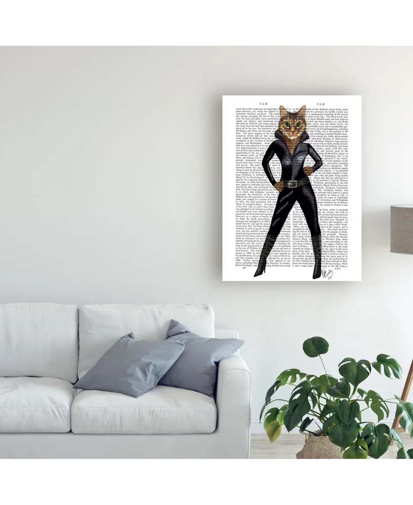 Fab Funky Cat Woman Leather Canvas Art