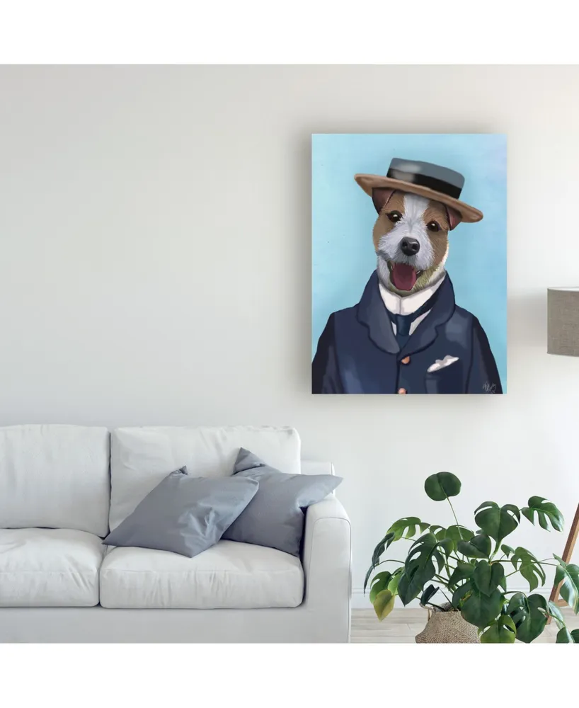Fab Funky Jack Russell in Boater Canvas Art