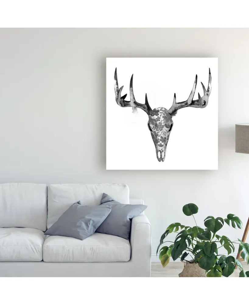 Grace Popp Botanic Mount Gray Skull I Canvas Art